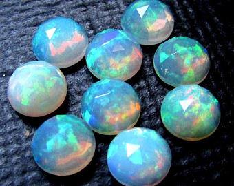 1 Pieces 8mm Ethiopian Opal Rosecut Cabochon Round Gemstone